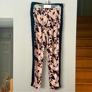 EUC French Connection Romantic Pink and Black Floral Tuxedo Trousers